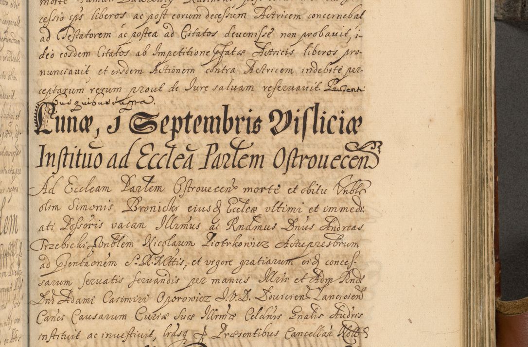 Zdjęcie nr 660 dla obiektu archiwalnego: Acta actorum, decretorum, sententiarum, erectionum, fundationum, confirmationum, instiutionum, resignationum, constitutionum, provisionum, submissionum, quietationum, substitutionum, ordinationum, ingrossationum, prostestationum R. D. Andreae Trzebicki, episcopi Cracoviensis, ducis Severiae in a. D. 1658 et  1659 acticatorum. Volumen I 