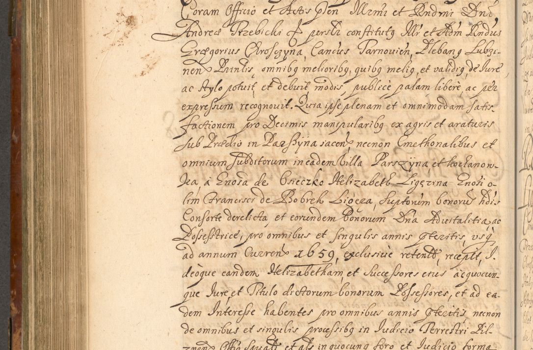 Zdjęcie nr 655 dla obiektu archiwalnego: Acta actorum, decretorum, sententiarum, erectionum, fundationum, confirmationum, instiutionum, resignationum, constitutionum, provisionum, submissionum, quietationum, substitutionum, ordinationum, ingrossationum, prostestationum R. D. Andreae Trzebicki, episcopi Cracoviensis, ducis Severiae in a. D. 1658 et  1659 acticatorum. Volumen I 