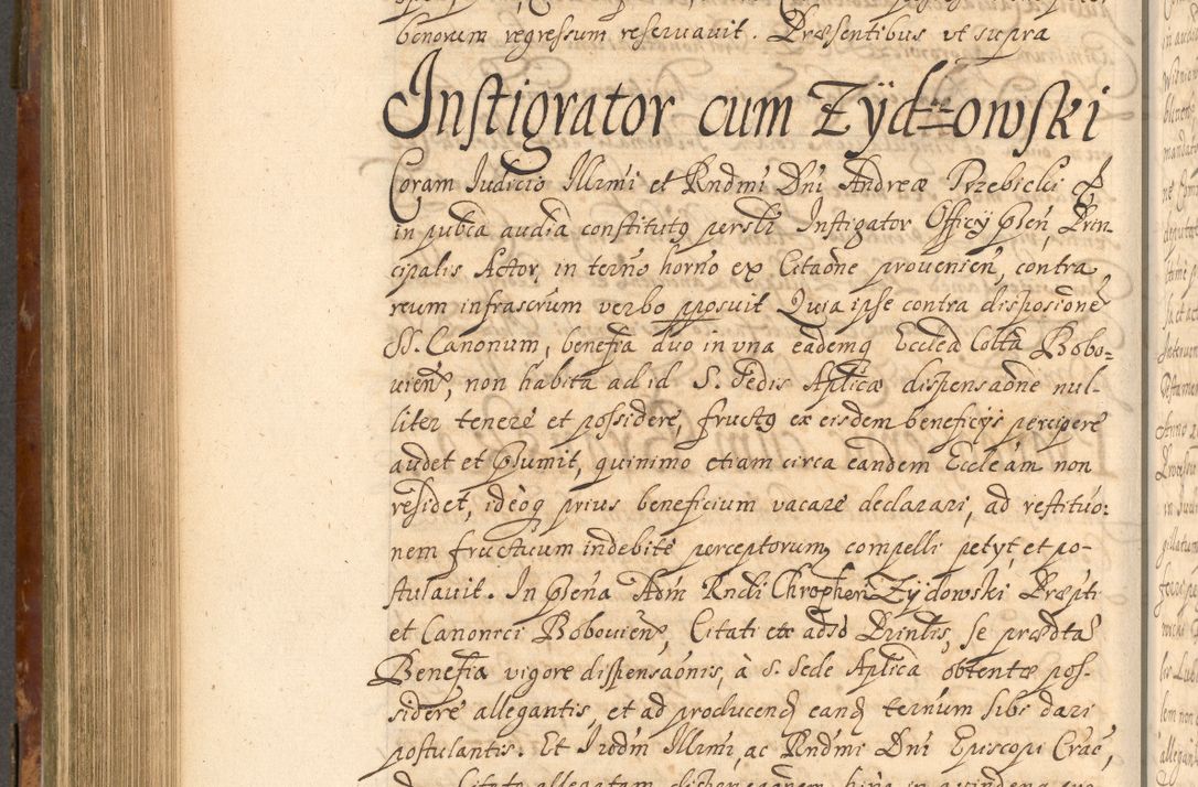 Zdjęcie nr 637 dla obiektu archiwalnego: Acta actorum, decretorum, sententiarum, erectionum, fundationum, confirmationum, instiutionum, resignationum, constitutionum, provisionum, submissionum, quietationum, substitutionum, ordinationum, ingrossationum, prostestationum R. D. Andreae Trzebicki, episcopi Cracoviensis, ducis Severiae in a. D. 1658 et  1659 acticatorum. Volumen I 