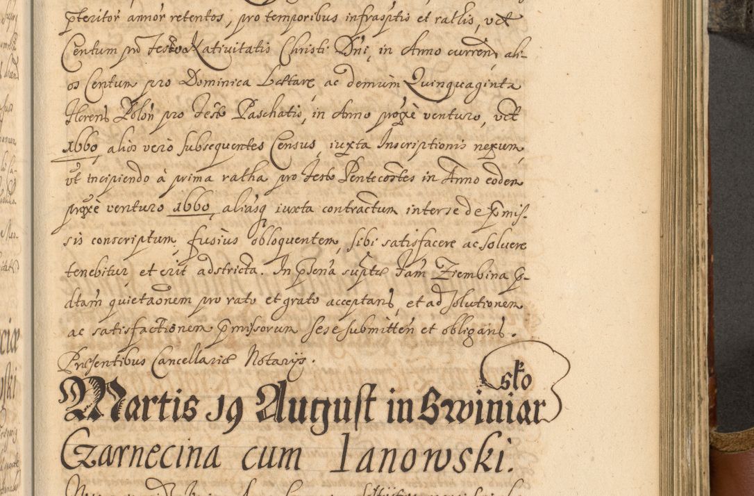 Zdjęcie nr 626 dla obiektu archiwalnego: Acta actorum, decretorum, sententiarum, erectionum, fundationum, confirmationum, instiutionum, resignationum, constitutionum, provisionum, submissionum, quietationum, substitutionum, ordinationum, ingrossationum, prostestationum R. D. Andreae Trzebicki, episcopi Cracoviensis, ducis Severiae in a. D. 1658 et  1659 acticatorum. Volumen I 
