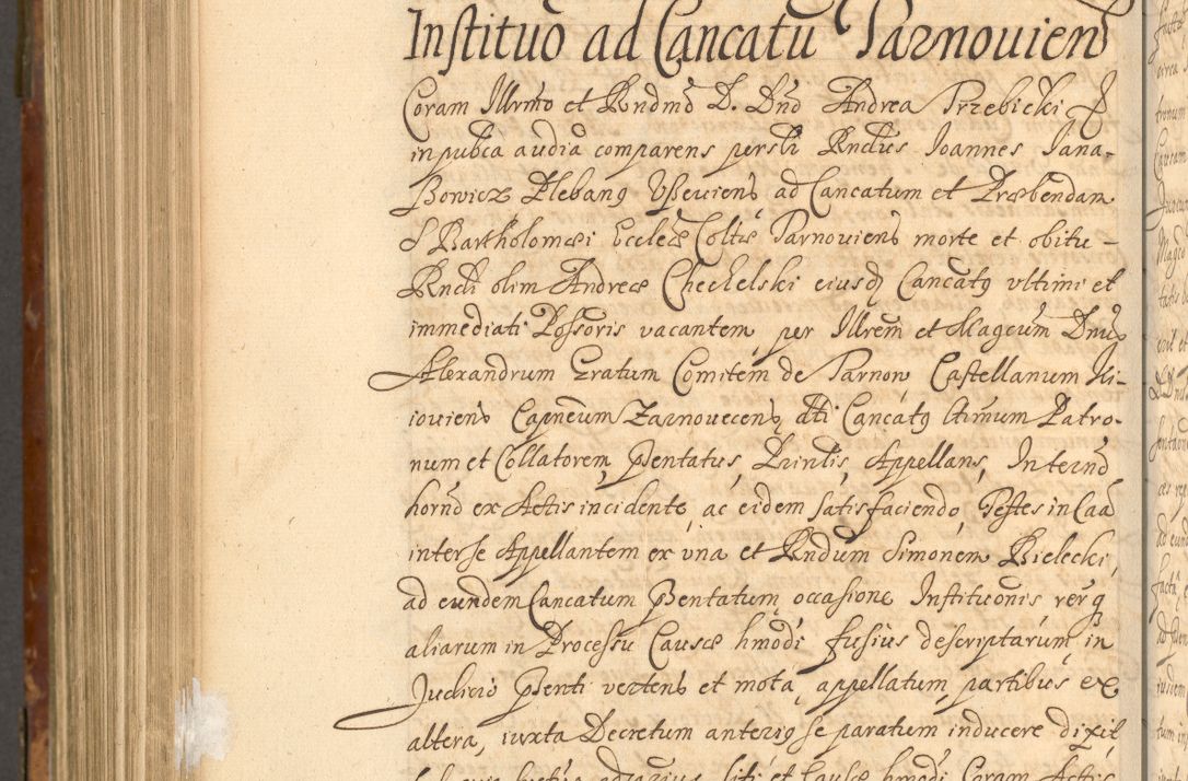 Zdjęcie nr 983 dla obiektu archiwalnego: Acta actorum, decretorum, sententiarum, erectionum, fundationum, confirmationum, instiutionum, resignationum, constitutionum, provisionum, submissionum, quietationum, substitutionum, ordinationum, ingrossationum, prostestationum R. D. Andreae Trzebicki, episcopi Cracoviensis, ducis Severiae in a. D. 1658 et  1659 acticatorum. Volumen I 