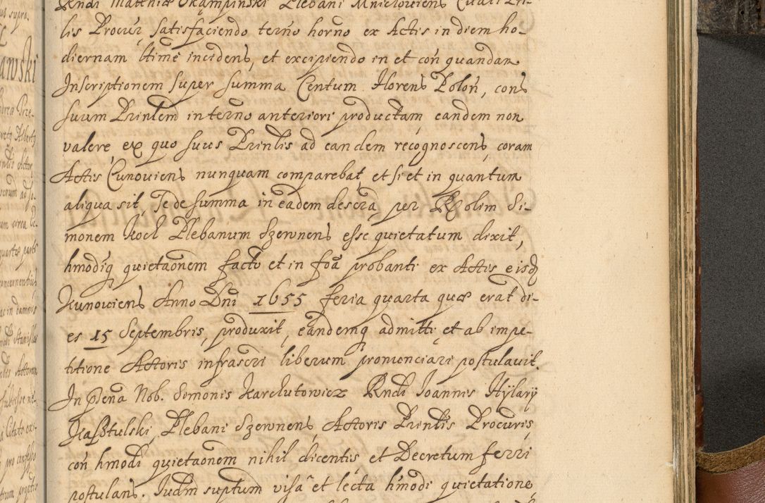 Zdjęcie nr 970 dla obiektu archiwalnego: Acta actorum, decretorum, sententiarum, erectionum, fundationum, confirmationum, instiutionum, resignationum, constitutionum, provisionum, submissionum, quietationum, substitutionum, ordinationum, ingrossationum, prostestationum R. D. Andreae Trzebicki, episcopi Cracoviensis, ducis Severiae in a. D. 1658 et  1659 acticatorum. Volumen I 