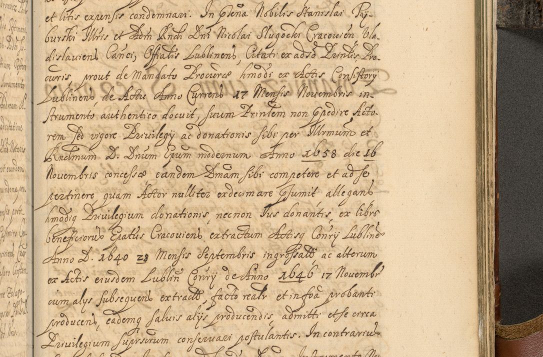 Zdjęcie nr 966 dla obiektu archiwalnego: Acta actorum, decretorum, sententiarum, erectionum, fundationum, confirmationum, instiutionum, resignationum, constitutionum, provisionum, submissionum, quietationum, substitutionum, ordinationum, ingrossationum, prostestationum R. D. Andreae Trzebicki, episcopi Cracoviensis, ducis Severiae in a. D. 1658 et  1659 acticatorum. Volumen I 