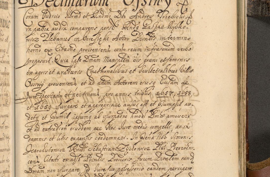 Zdjęcie nr 954 dla obiektu archiwalnego: Acta actorum, decretorum, sententiarum, erectionum, fundationum, confirmationum, instiutionum, resignationum, constitutionum, provisionum, submissionum, quietationum, substitutionum, ordinationum, ingrossationum, prostestationum R. D. Andreae Trzebicki, episcopi Cracoviensis, ducis Severiae in a. D. 1658 et  1659 acticatorum. Volumen I 