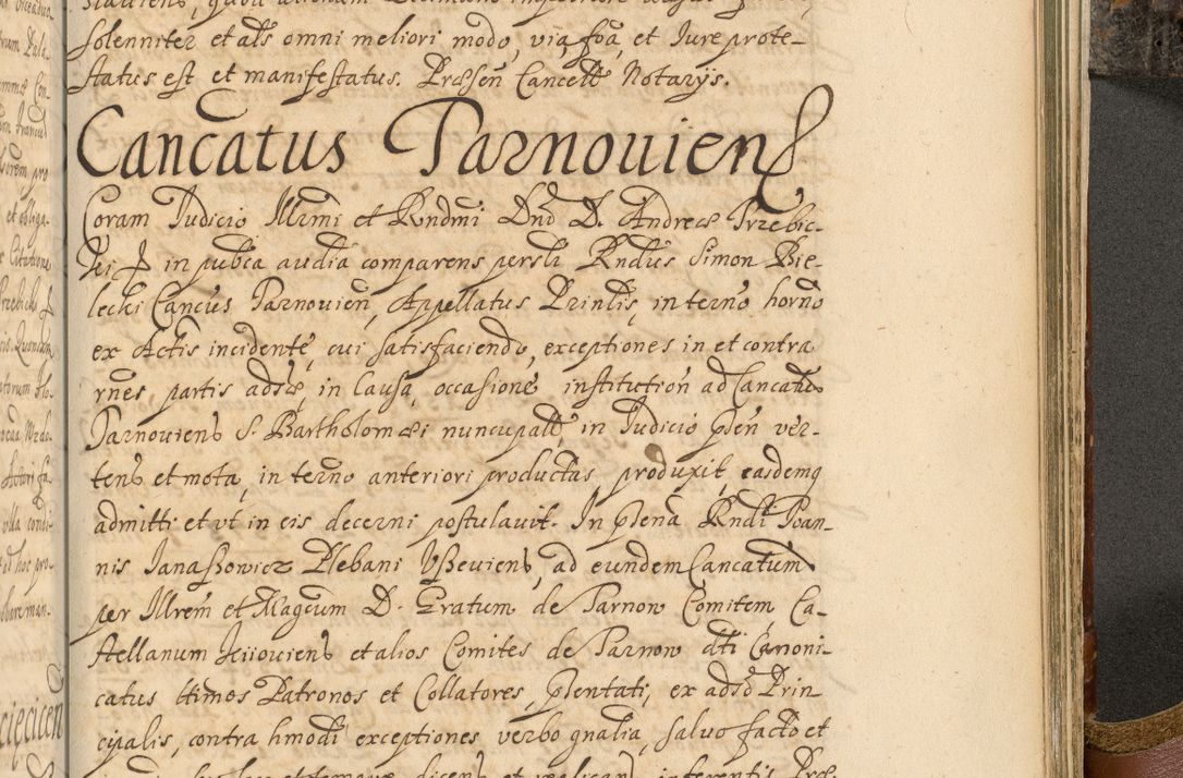 Zdjęcie nr 938 dla obiektu archiwalnego: Acta actorum, decretorum, sententiarum, erectionum, fundationum, confirmationum, instiutionum, resignationum, constitutionum, provisionum, submissionum, quietationum, substitutionum, ordinationum, ingrossationum, prostestationum R. D. Andreae Trzebicki, episcopi Cracoviensis, ducis Severiae in a. D. 1658 et  1659 acticatorum. Volumen I 