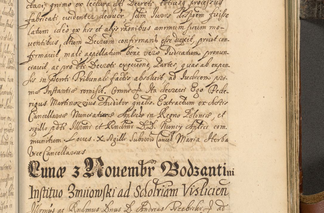 Zdjęcie nr 922 dla obiektu archiwalnego: Acta actorum, decretorum, sententiarum, erectionum, fundationum, confirmationum, instiutionum, resignationum, constitutionum, provisionum, submissionum, quietationum, substitutionum, ordinationum, ingrossationum, prostestationum R. D. Andreae Trzebicki, episcopi Cracoviensis, ducis Severiae in a. D. 1658 et  1659 acticatorum. Volumen I 