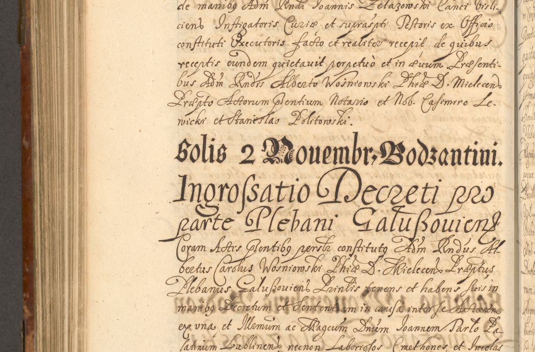 Zdjęcie nr 919 dla obiektu archiwalnego: Acta actorum, decretorum, sententiarum, erectionum, fundationum, confirmationum, instiutionum, resignationum, constitutionum, provisionum, submissionum, quietationum, substitutionum, ordinationum, ingrossationum, prostestationum R. D. Andreae Trzebicki, episcopi Cracoviensis, ducis Severiae in a. D. 1658 et  1659 acticatorum. Volumen I 