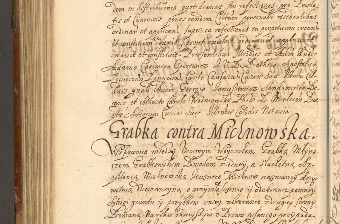 Zdjęcie nr 917 dla obiektu archiwalnego: Acta actorum, decretorum, sententiarum, erectionum, fundationum, confirmationum, instiutionum, resignationum, constitutionum, provisionum, submissionum, quietationum, substitutionum, ordinationum, ingrossationum, prostestationum R. D. Andreae Trzebicki, episcopi Cracoviensis, ducis Severiae in a. D. 1658 et  1659 acticatorum. Volumen I 