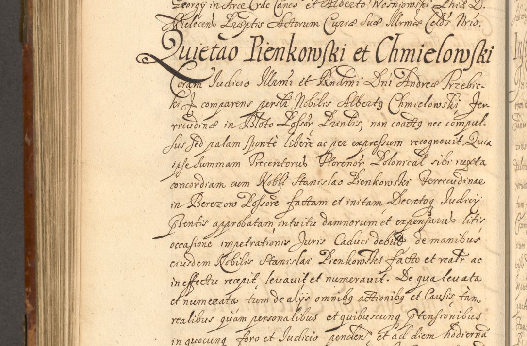 Zdjęcie nr 899 dla obiektu archiwalnego: Acta actorum, decretorum, sententiarum, erectionum, fundationum, confirmationum, instiutionum, resignationum, constitutionum, provisionum, submissionum, quietationum, substitutionum, ordinationum, ingrossationum, prostestationum R. D. Andreae Trzebicki, episcopi Cracoviensis, ducis Severiae in a. D. 1658 et  1659 acticatorum. Volumen I 