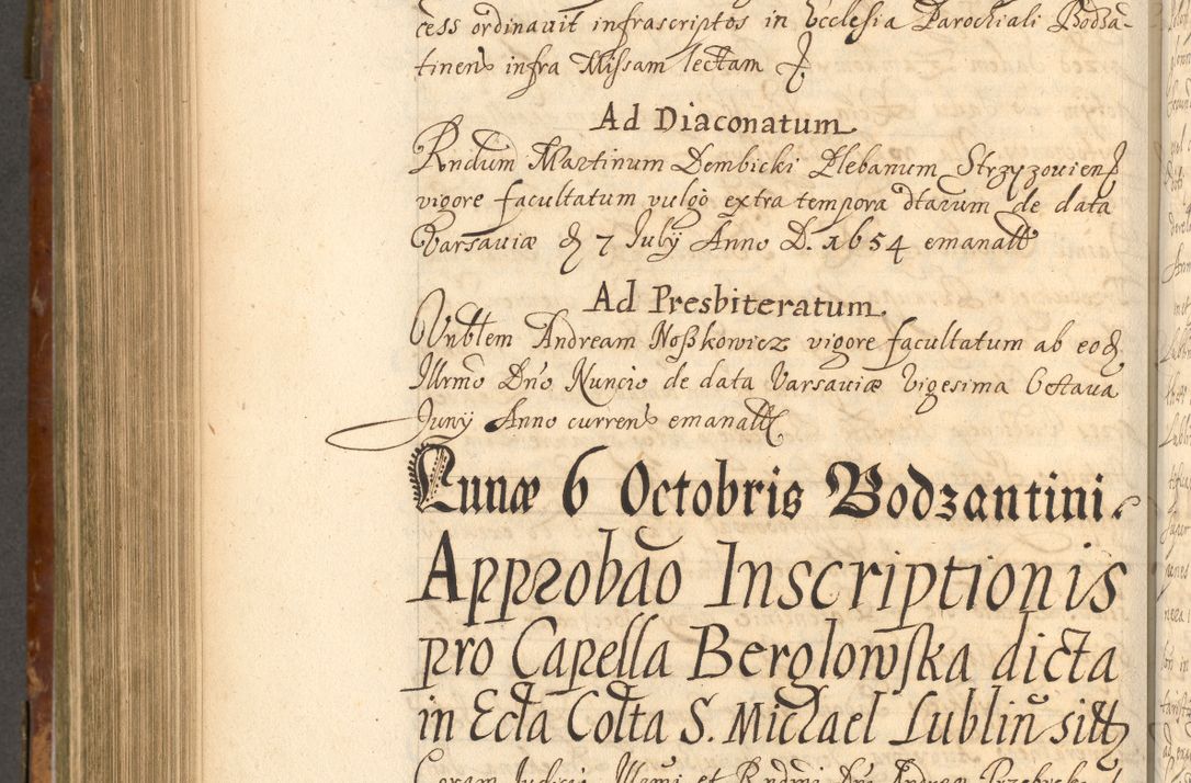Zdjęcie nr 809 dla obiektu archiwalnego: Acta actorum, decretorum, sententiarum, erectionum, fundationum, confirmationum, instiutionum, resignationum, constitutionum, provisionum, submissionum, quietationum, substitutionum, ordinationum, ingrossationum, prostestationum R. D. Andreae Trzebicki, episcopi Cracoviensis, ducis Severiae in a. D. 1658 et  1659 acticatorum. Volumen I 