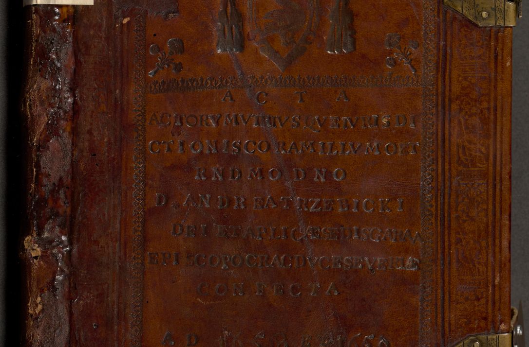 Zdjęcie nr 2 dla obiektu archiwalnego: Acta actorum, decretorum, sententiarum, erectionum, fundationum, confirmationum, instiutionum, resignationum, constitutionum, provisionum, submissionum, quietationum, substitutionum, ordinationum, ingrossationum, prostestationum R. D. Andreae Trzebicki, episcopi Cracoviensis, ducis Severiae in a. D. 1658 et  1659 acticatorum. Volumen I 