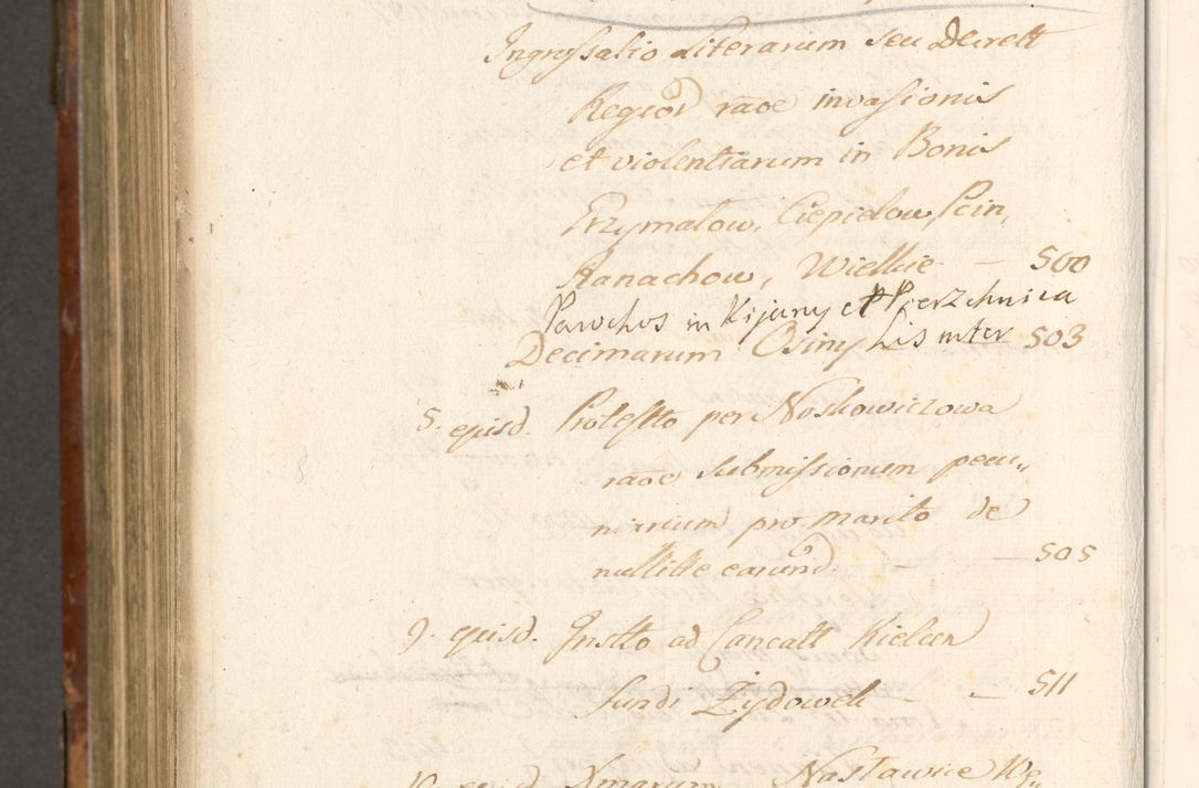 Zdjęcie nr 1147 dla obiektu archiwalnego: Acta actorum, decretorum, sententiarum, erectionum, fundationum, confirmationum, instiutionum, resignationum, constitutionum, provisionum, submissionum, quietationum, substitutionum, ordinationum, ingrossationum, prostestationum R. D. Andreae Trzebicki, episcopi Cracoviensis, ducis Severiae in a. D. 1658 et  1659 acticatorum. Volumen I 