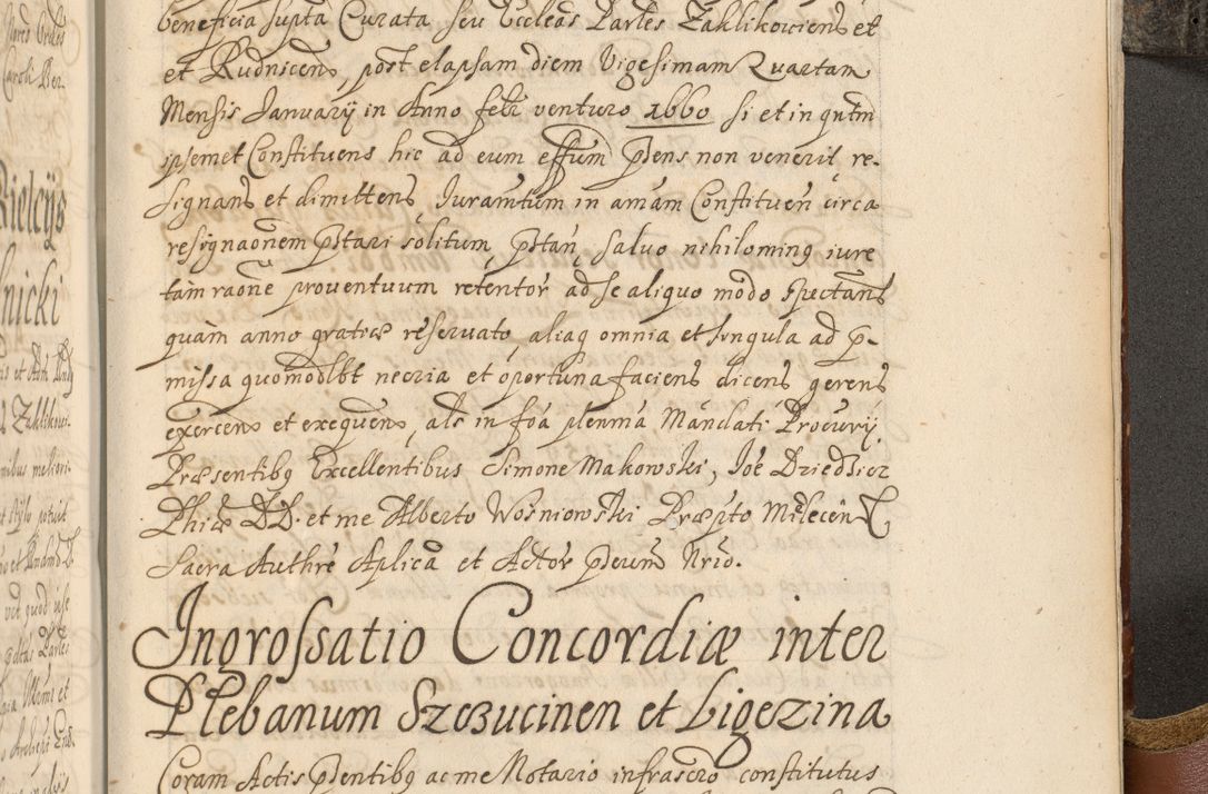 Zdjęcie nr 1100 dla obiektu archiwalnego: Acta actorum, decretorum, sententiarum, erectionum, fundationum, confirmationum, instiutionum, resignationum, constitutionum, provisionum, submissionum, quietationum, substitutionum, ordinationum, ingrossationum, prostestationum R. D. Andreae Trzebicki, episcopi Cracoviensis, ducis Severiae in a. D. 1658 et  1659 acticatorum. Volumen I 