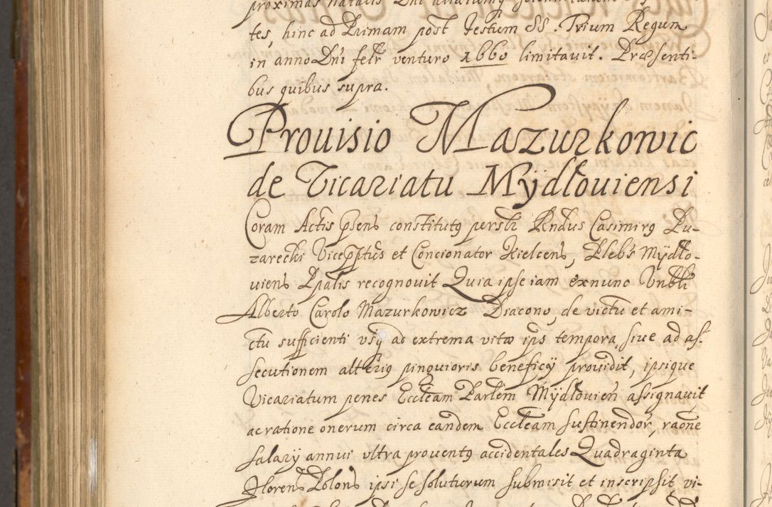 Zdjęcie nr 1097 dla obiektu archiwalnego: Acta actorum, decretorum, sententiarum, erectionum, fundationum, confirmationum, instiutionum, resignationum, constitutionum, provisionum, submissionum, quietationum, substitutionum, ordinationum, ingrossationum, prostestationum R. D. Andreae Trzebicki, episcopi Cracoviensis, ducis Severiae in a. D. 1658 et  1659 acticatorum. Volumen I 