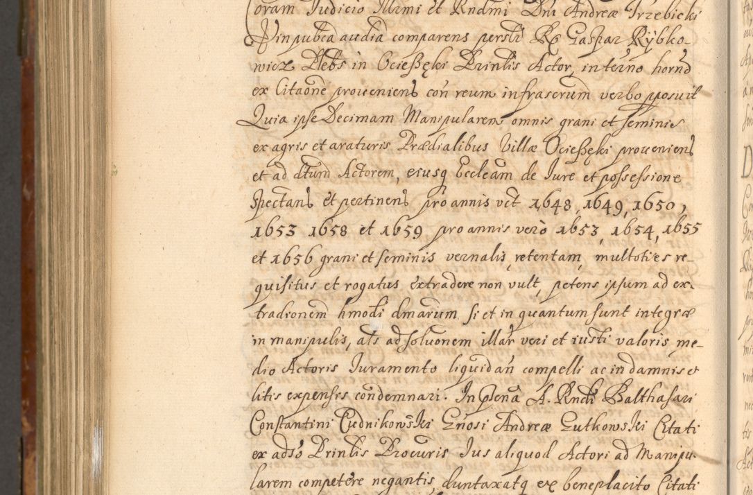 Zdjęcie nr 1079 dla obiektu archiwalnego: Acta actorum, decretorum, sententiarum, erectionum, fundationum, confirmationum, instiutionum, resignationum, constitutionum, provisionum, submissionum, quietationum, substitutionum, ordinationum, ingrossationum, prostestationum R. D. Andreae Trzebicki, episcopi Cracoviensis, ducis Severiae in a. D. 1658 et  1659 acticatorum. Volumen I 