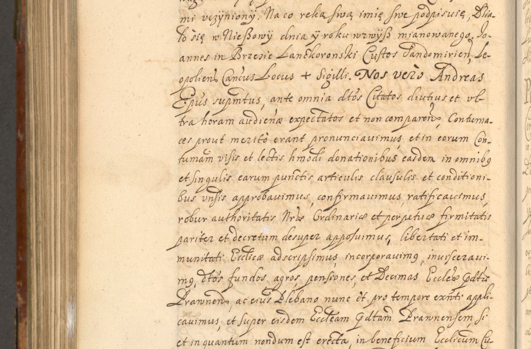 Zdjęcie nr 1075 dla obiektu archiwalnego: Acta actorum, decretorum, sententiarum, erectionum, fundationum, confirmationum, instiutionum, resignationum, constitutionum, provisionum, submissionum, quietationum, substitutionum, ordinationum, ingrossationum, prostestationum R. D. Andreae Trzebicki, episcopi Cracoviensis, ducis Severiae in a. D. 1658 et  1659 acticatorum. Volumen I 