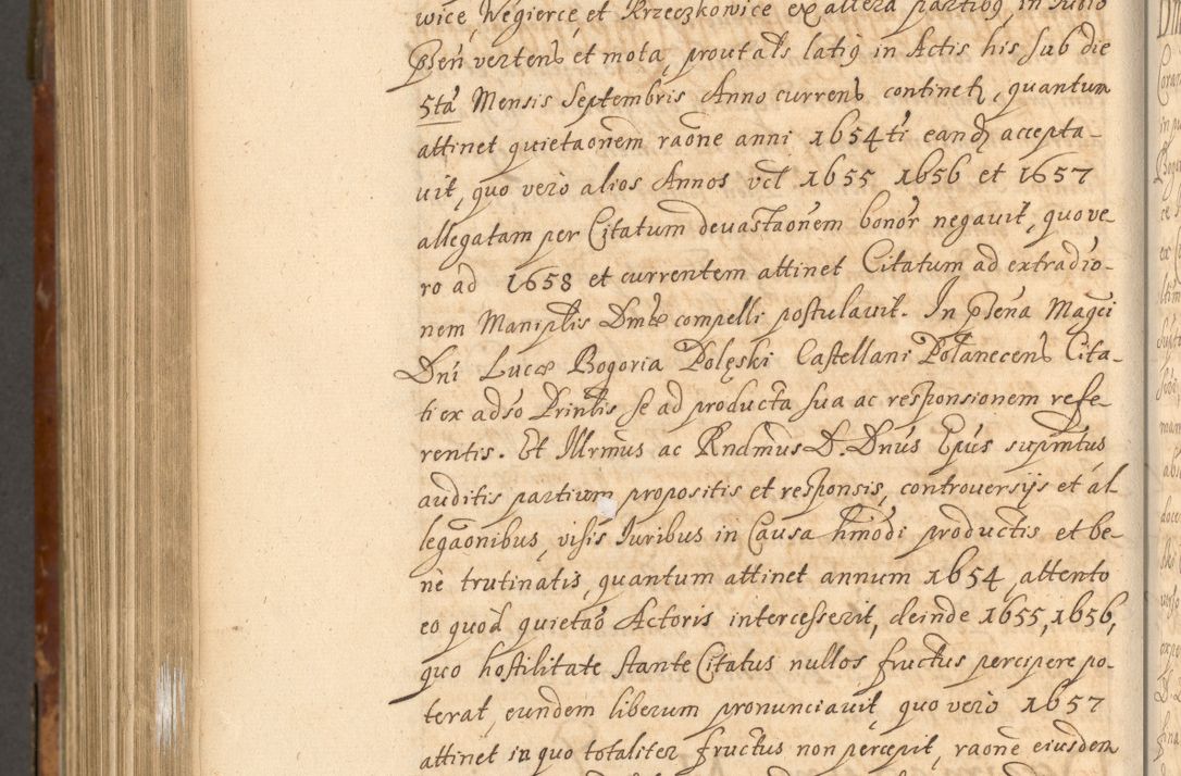 Zdjęcie nr 1049 dla obiektu archiwalnego: Acta actorum, decretorum, sententiarum, erectionum, fundationum, confirmationum, instiutionum, resignationum, constitutionum, provisionum, submissionum, quietationum, substitutionum, ordinationum, ingrossationum, prostestationum R. D. Andreae Trzebicki, episcopi Cracoviensis, ducis Severiae in a. D. 1658 et  1659 acticatorum. Volumen I 