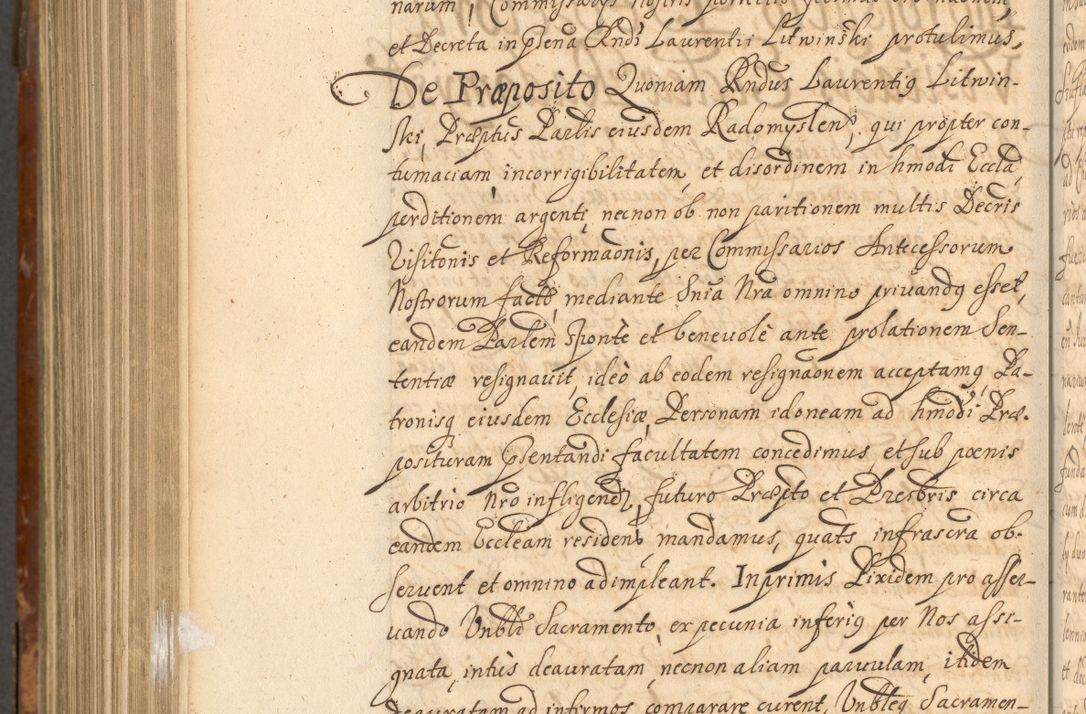 Zdjęcie nr 1019 dla obiektu archiwalnego: Acta actorum, decretorum, sententiarum, erectionum, fundationum, confirmationum, instiutionum, resignationum, constitutionum, provisionum, submissionum, quietationum, substitutionum, ordinationum, ingrossationum, prostestationum R. D. Andreae Trzebicki, episcopi Cracoviensis, ducis Severiae in a. D. 1658 et  1659 acticatorum. Volumen I 