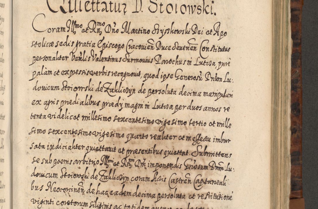 Zdjęcie nr 584 dla obiektu archiwalnego: Acta actorum, causarum spiritualium, civilium, criminalium, obligationum, quietationum, inscpritionum, cessionum, decimarum, testamentorum R. D. Martini Szyszkowski, episcopi Cracoviensis, ducis Severiensis in annis 1624 - 1626. Tomus tertius.