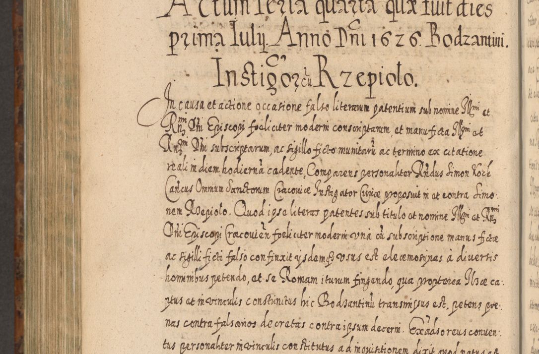 Zdjęcie nr 1273 dla obiektu archiwalnego: Acta actorum, causarum spiritualium, civilium, criminalium, obligationum, quietationum, inscpritionum, cessionum, decimarum, testamentorum R. D. Martini Szyszkowski, episcopi Cracoviensis, ducis Severiensis in annis 1624 - 1626. Tomus tertius.