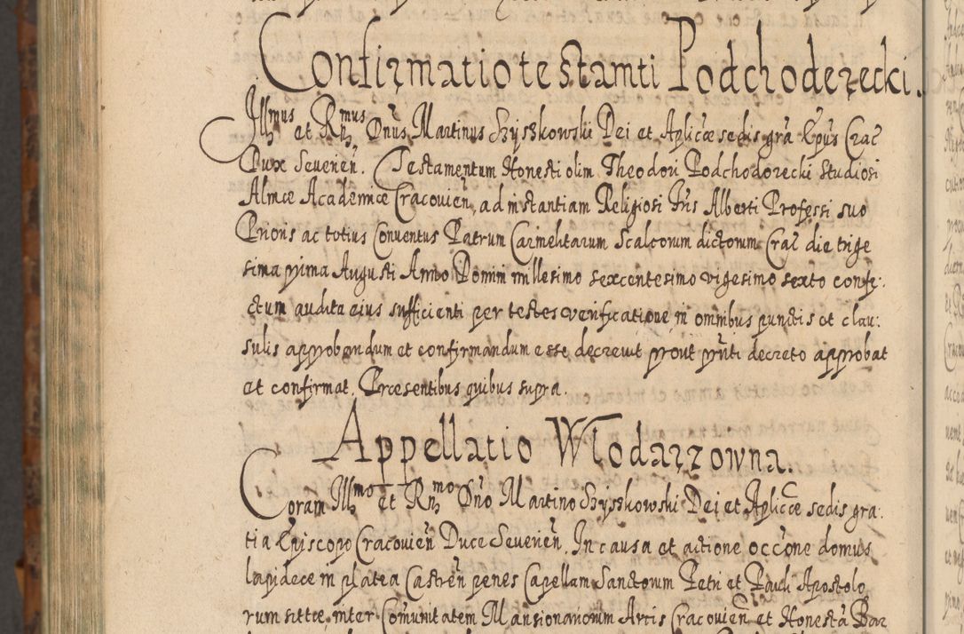 Zdjęcie nr 1425 dla obiektu archiwalnego: Acta actorum, causarum spiritualium, civilium, criminalium, obligationum, quietationum, inscpritionum, cessionum, decimarum, testamentorum R. D. Martini Szyszkowski, episcopi Cracoviensis, ducis Severiensis in annis 1624 - 1626. Tomus tertius.