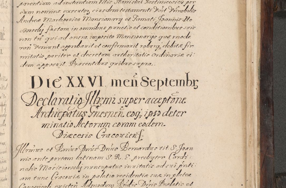 Zdjęcie nr 1012 dla obiektu archiwalnego: Acta actorum, obligationum, inscriptionum, institutionum, erectionum, decretorum et generis eiusdem aliorum factorum et gestorum coram R. D. Bernardo Maciejowski, episcopo Cracoviensi per annnos 1603 - 1606 mensem Septembrem inclusive acticatorum.
