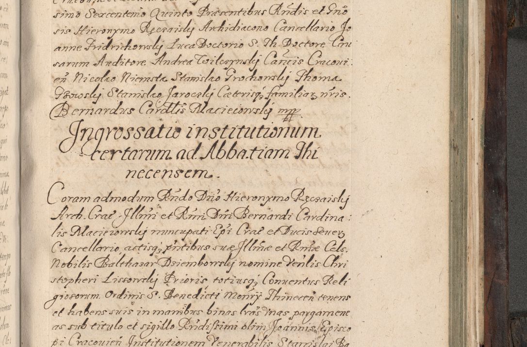 Zdjęcie nr 834 dla obiektu archiwalnego: Acta actorum, obligationum, inscriptionum, institutionum, erectionum, decretorum et generis eiusdem aliorum factorum et gestorum coram R. D. Bernardo Maciejowski, episcopo Cracoviensi per annnos 1603 - 1606 mensem Septembrem inclusive acticatorum.