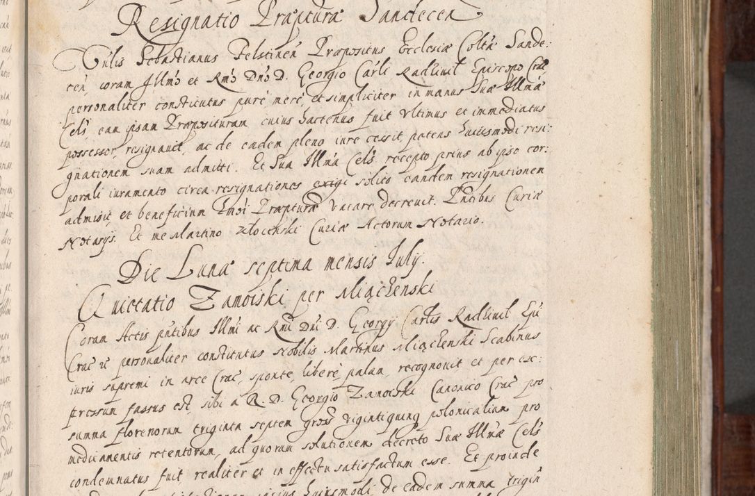 Zdjęcie nr 110 dla obiektu archiwalnego: Acta actorum, obligationum, erectionum, decretorum, rovisionum, instutionum, confirmationum caeterarumque causarum et negotiorum ad forum spirituale pertinentium coram R. D. Georgio S. R. E. Cardinali presbytero Radziwiłł nuncupato, perpetuo administratore episcopatus Cracoviensis et Ducatus Severiensis, duce in Olika et Nieśież, Sacrique Romani Imperii principe ab anno 1597 ad annum 1600 diem 12 Februarii inclusive, etiam sub ansentia eius Cracoviae acticatorum.