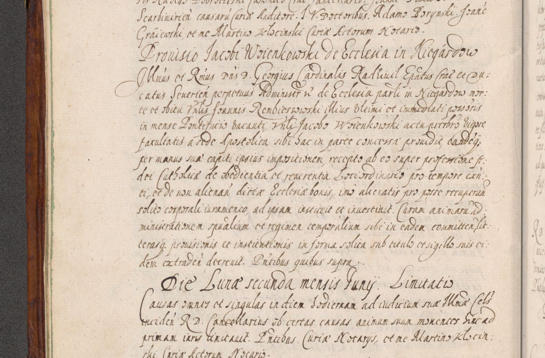 Zdjęcie nr 77 dla obiektu archiwalnego: Acta actorum, obligationum, erectionum, decretorum, rovisionum, instutionum, confirmationum caeterarumque causarum et negotiorum ad forum spirituale pertinentium coram R. D. Georgio S. R. E. Cardinali presbytero Radziwiłł nuncupato, perpetuo administratore episcopatus Cracoviensis et Ducatus Severiensis, duce in Olika et Nieśież, Sacrique Romani Imperii principe ab anno 1597 ad annum 1600 diem 12 Februarii inclusive, etiam sub ansentia eius Cracoviae acticatorum.