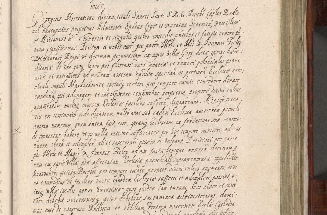 Zdjęcie nr 48 dla obiektu archiwalnego: Acta actorum, obligationum, erectionum, decretorum, rovisionum, instutionum, confirmationum caeterarumque causarum et negotiorum ad forum spirituale pertinentium coram R. D. Georgio S. R. E. Cardinali presbytero Radziwiłł nuncupato, perpetuo administratore episcopatus Cracoviensis et Ducatus Severiensis, duce in Olika et Nieśież, Sacrique Romani Imperii principe ab anno 1597 ad annum 1600 diem 12 Februarii inclusive, etiam sub ansentia eius Cracoviae acticatorum.