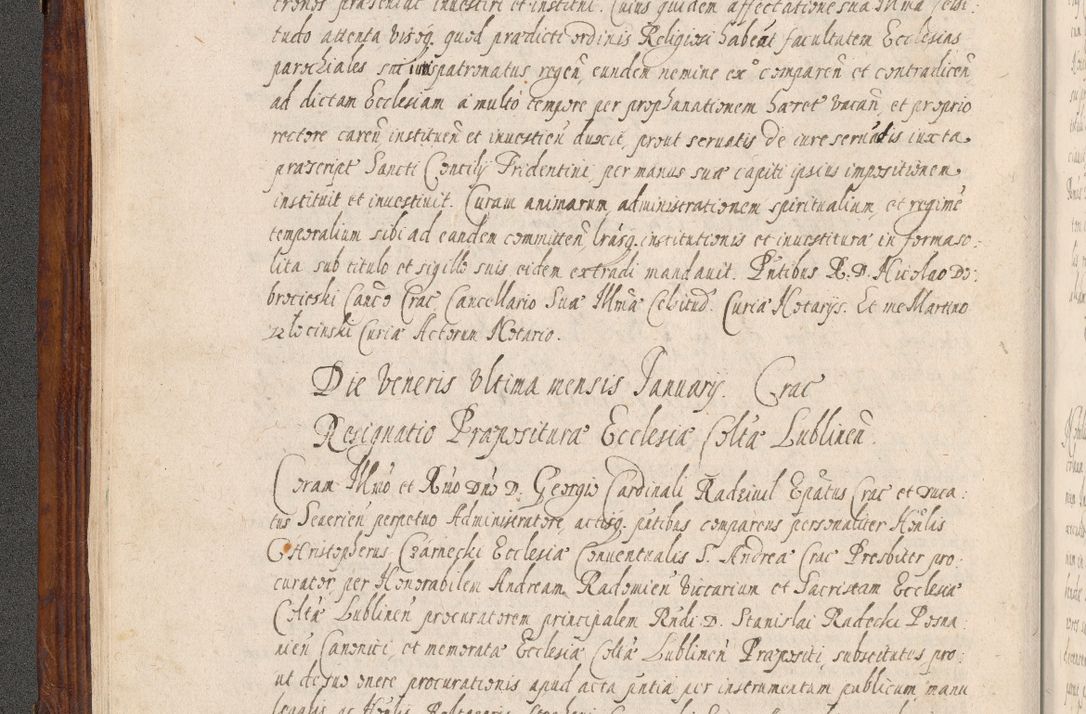 Zdjęcie nr 43 dla obiektu archiwalnego: Acta actorum, obligationum, erectionum, decretorum, rovisionum, instutionum, confirmationum caeterarumque causarum et negotiorum ad forum spirituale pertinentium coram R. D. Georgio S. R. E. Cardinali presbytero Radziwiłł nuncupato, perpetuo administratore episcopatus Cracoviensis et Ducatus Severiensis, duce in Olika et Nieśież, Sacrique Romani Imperii principe ab anno 1597 ad annum 1600 diem 12 Februarii inclusive, etiam sub ansentia eius Cracoviae acticatorum.