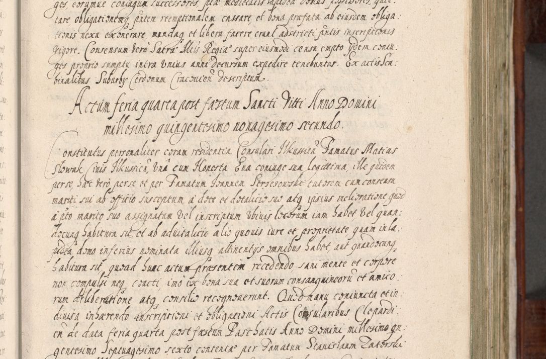 Zdjęcie nr 34 dla obiektu archiwalnego: Acta actorum, obligationum, erectionum, decretorum, rovisionum, instutionum, confirmationum caeterarumque causarum et negotiorum ad forum spirituale pertinentium coram R. D. Georgio S. R. E. Cardinali presbytero Radziwiłł nuncupato, perpetuo administratore episcopatus Cracoviensis et Ducatus Severiensis, duce in Olika et Nieśież, Sacrique Romani Imperii principe ab anno 1597 ad annum 1600 diem 12 Februarii inclusive, etiam sub ansentia eius Cracoviae acticatorum.