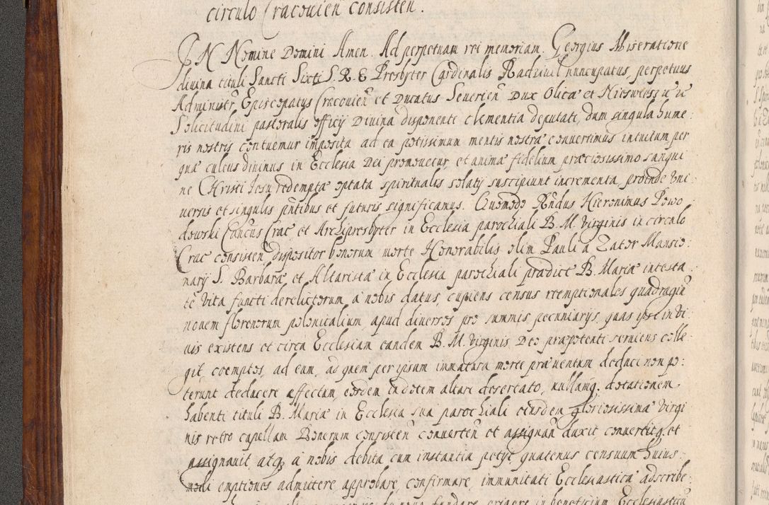 Zdjęcie nr 29 dla obiektu archiwalnego: Acta actorum, obligationum, erectionum, decretorum, rovisionum, instutionum, confirmationum caeterarumque causarum et negotiorum ad forum spirituale pertinentium coram R. D. Georgio S. R. E. Cardinali presbytero Radziwiłł nuncupato, perpetuo administratore episcopatus Cracoviensis et Ducatus Severiensis, duce in Olika et Nieśież, Sacrique Romani Imperii principe ab anno 1597 ad annum 1600 diem 12 Februarii inclusive, etiam sub ansentia eius Cracoviae acticatorum.