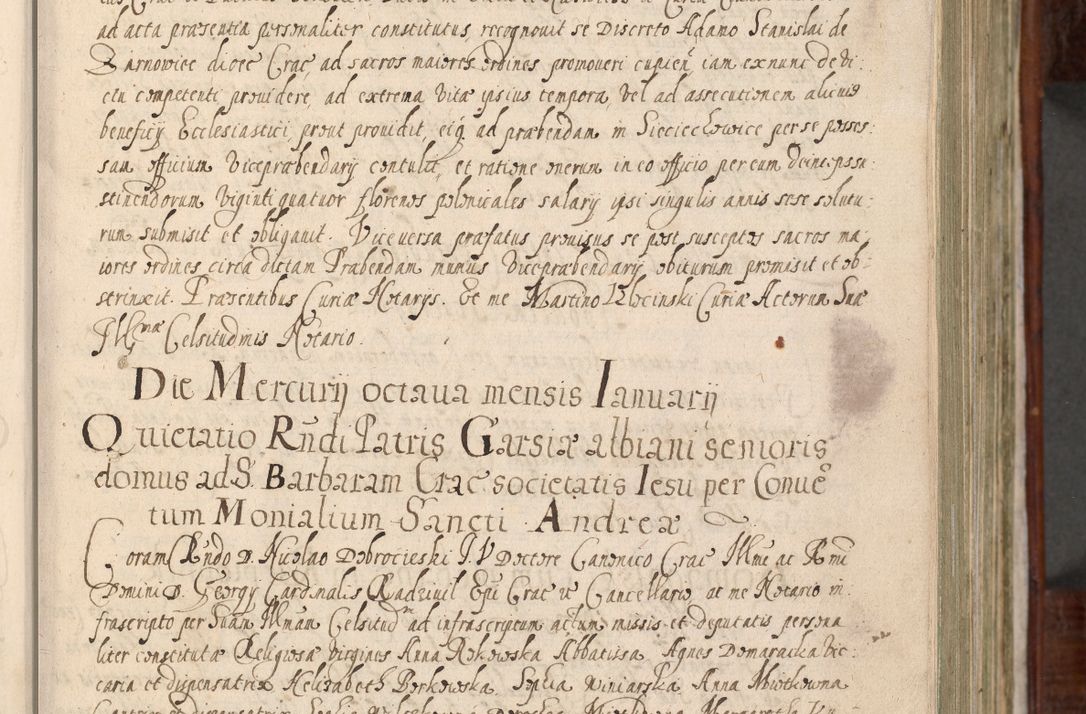 Zdjęcie nr 8 dla obiektu archiwalnego: Acta actorum, obligationum, erectionum, decretorum, rovisionum, instutionum, confirmationum caeterarumque causarum et negotiorum ad forum spirituale pertinentium coram R. D. Georgio S. R. E. Cardinali presbytero Radziwiłł nuncupato, perpetuo administratore episcopatus Cracoviensis et Ducatus Severiensis, duce in Olika et Nieśież, Sacrique Romani Imperii principe ab anno 1597 ad annum 1600 diem 12 Februarii inclusive, etiam sub ansentia eius Cracoviae acticatorum.