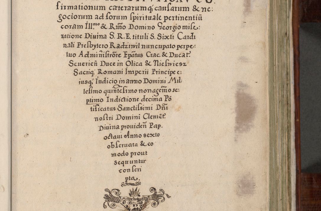 Zdjęcie nr 6 dla obiektu archiwalnego: Acta actorum, obligationum, erectionum, decretorum, rovisionum, instutionum, confirmationum caeterarumque causarum et negotiorum ad forum spirituale pertinentium coram R. D. Georgio S. R. E. Cardinali presbytero Radziwiłł nuncupato, perpetuo administratore episcopatus Cracoviensis et Ducatus Severiensis, duce in Olika et Nieśież, Sacrique Romani Imperii principe ab anno 1597 ad annum 1600 diem 12 Februarii inclusive, etiam sub ansentia eius Cracoviae acticatorum.