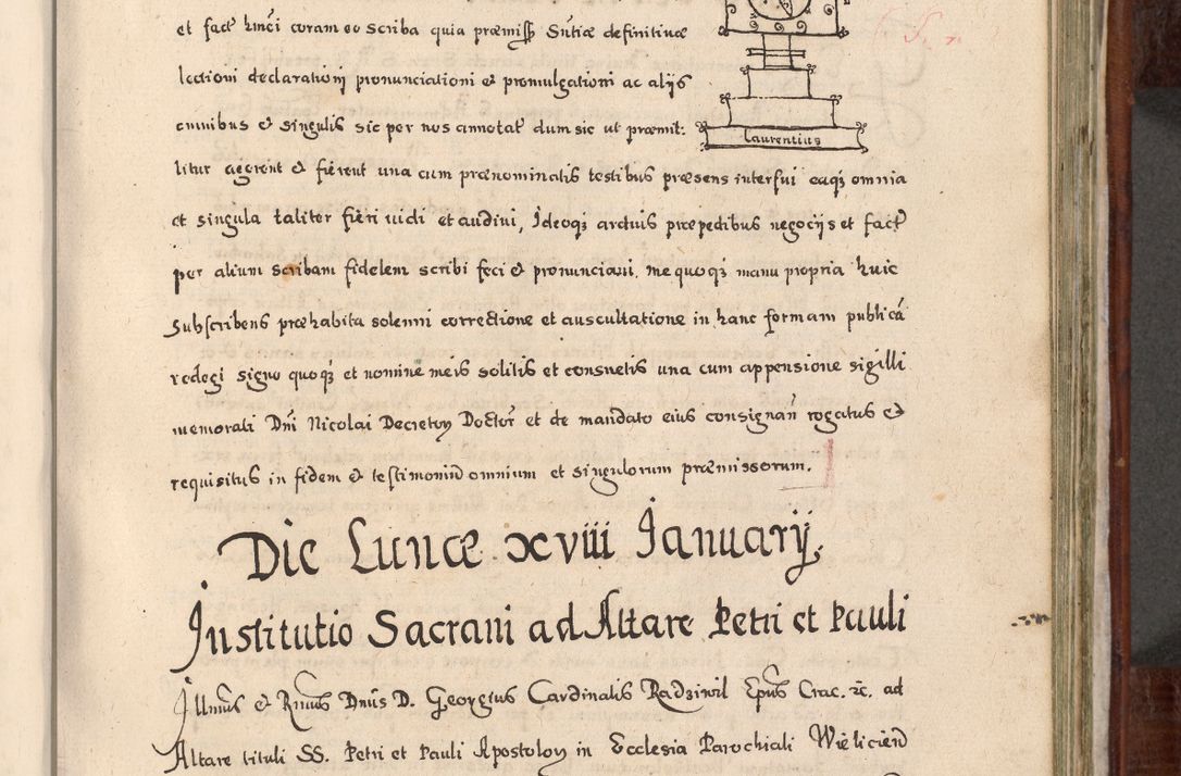 Zdjęcie nr 598 dla obiektu archiwalnego: Acta actorum, obligationum, erectionum, decretorum, rovisionum, instutionum, confirmationum caeterarumque causarum et negotiorum ad forum spirituale pertinentium coram R. D. Georgio S. R. E. Cardinali presbytero Radziwiłł nuncupato, perpetuo administratore episcopatus Cracoviensis et Ducatus Severiensis, duce in Olika et Nieśież, Sacrique Romani Imperii principe ab anno 1597 ad annum 1600 diem 12 Februarii inclusive, etiam sub ansentia eius Cracoviae acticatorum.