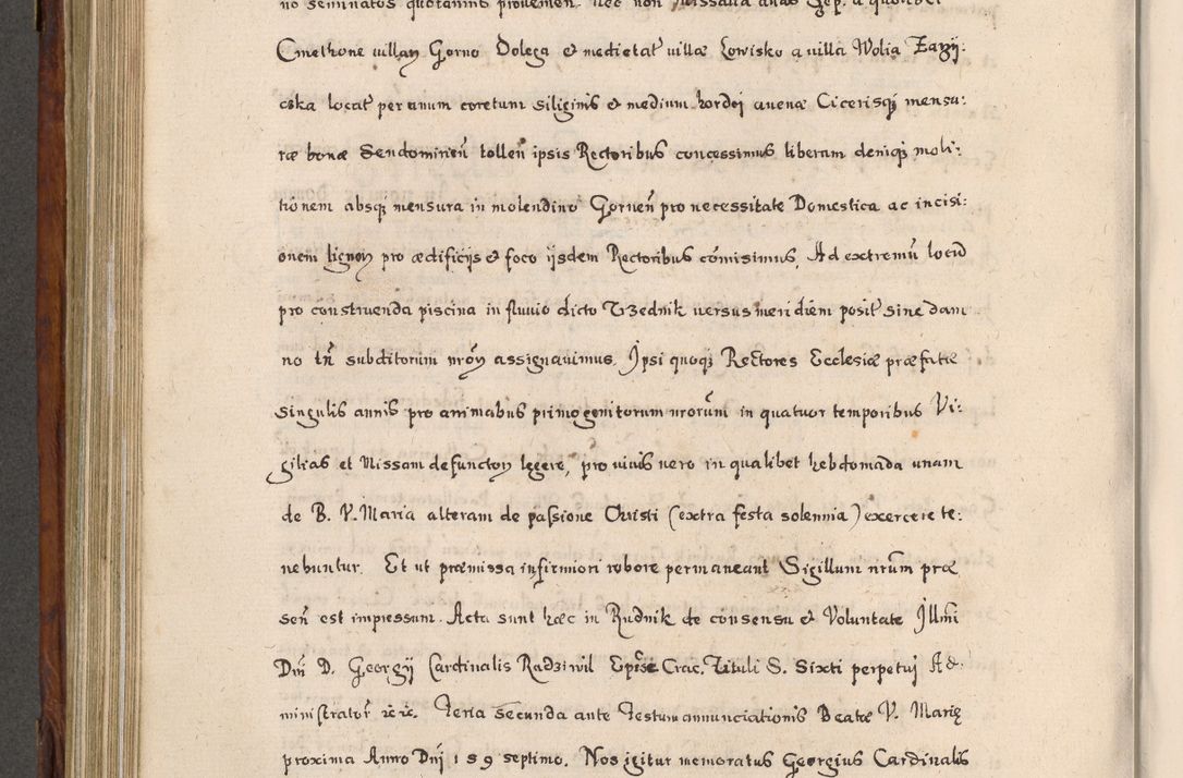 Zdjęcie nr 585 dla obiektu archiwalnego: Acta actorum, obligationum, erectionum, decretorum, rovisionum, instutionum, confirmationum caeterarumque causarum et negotiorum ad forum spirituale pertinentium coram R. D. Georgio S. R. E. Cardinali presbytero Radziwiłł nuncupato, perpetuo administratore episcopatus Cracoviensis et Ducatus Severiensis, duce in Olika et Nieśież, Sacrique Romani Imperii principe ab anno 1597 ad annum 1600 diem 12 Februarii inclusive, etiam sub ansentia eius Cracoviae acticatorum.