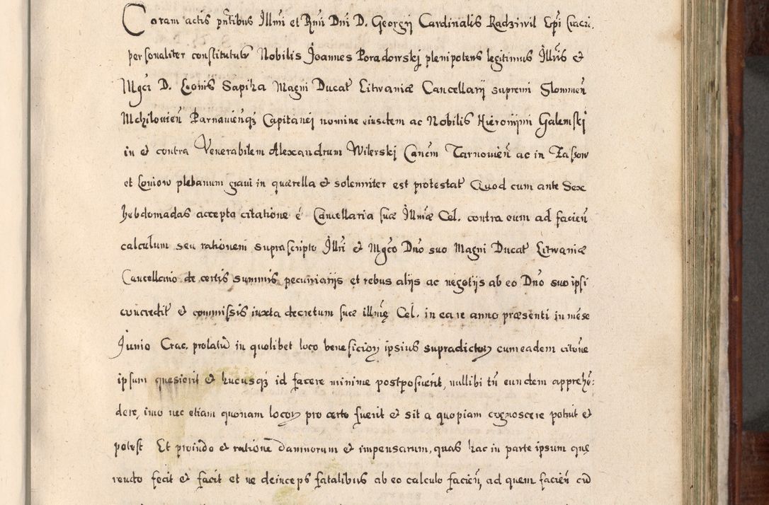 Zdjęcie nr 550 dla obiektu archiwalnego: Acta actorum, obligationum, erectionum, decretorum, rovisionum, instutionum, confirmationum caeterarumque causarum et negotiorum ad forum spirituale pertinentium coram R. D. Georgio S. R. E. Cardinali presbytero Radziwiłł nuncupato, perpetuo administratore episcopatus Cracoviensis et Ducatus Severiensis, duce in Olika et Nieśież, Sacrique Romani Imperii principe ab anno 1597 ad annum 1600 diem 12 Februarii inclusive, etiam sub ansentia eius Cracoviae acticatorum.