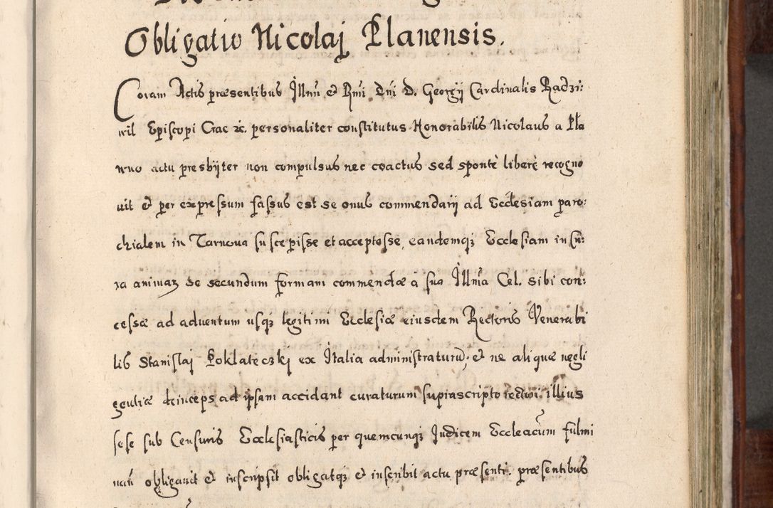 Zdjęcie nr 484 dla obiektu archiwalnego: Acta actorum, obligationum, erectionum, decretorum, rovisionum, instutionum, confirmationum caeterarumque causarum et negotiorum ad forum spirituale pertinentium coram R. D. Georgio S. R. E. Cardinali presbytero Radziwiłł nuncupato, perpetuo administratore episcopatus Cracoviensis et Ducatus Severiensis, duce in Olika et Nieśież, Sacrique Romani Imperii principe ab anno 1597 ad annum 1600 diem 12 Februarii inclusive, etiam sub ansentia eius Cracoviae acticatorum.