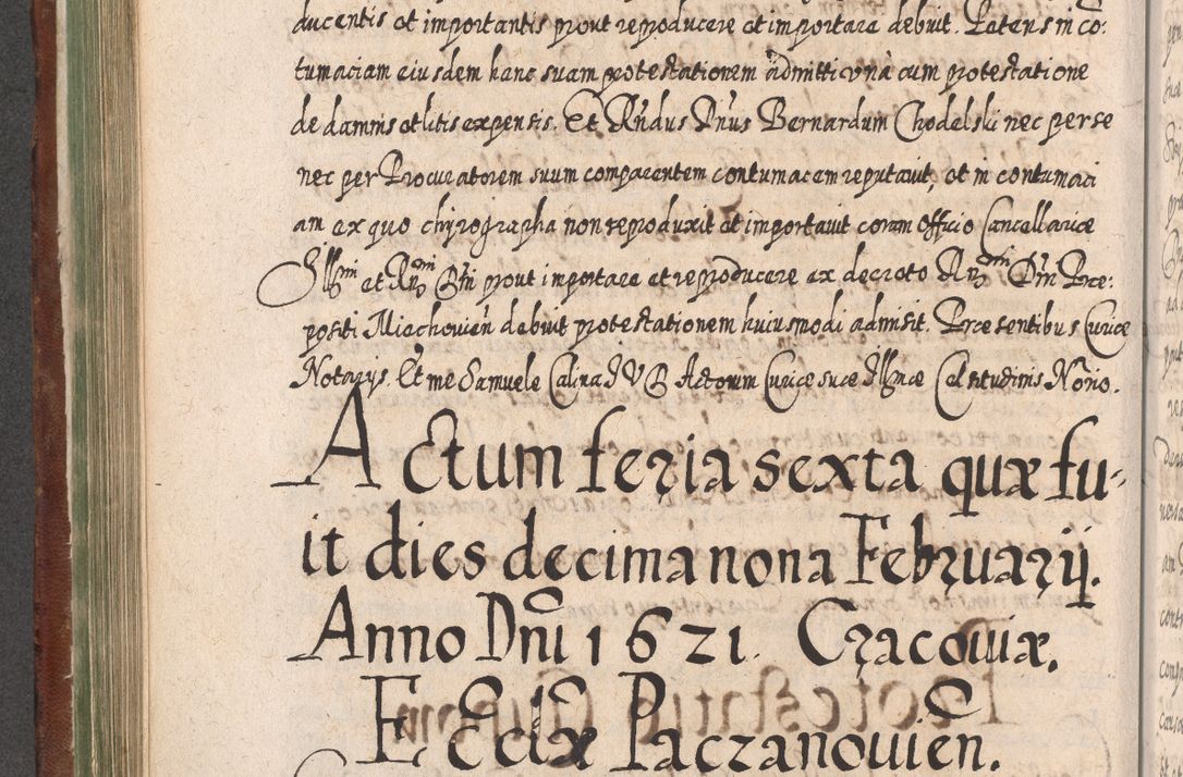 Zdjęcie nr 489 dla obiektu archiwalnego: Acta actorum, causarum spiritualium, civilium, criminalium, obligationum, quietationum, inscpritionum, cessionum, decimarum, testamentorum R. D. Martini Szyszkowski, episcopi Cracoviensis, ducis Severiensis in annis 1620 - 1623. Tomus secundus.