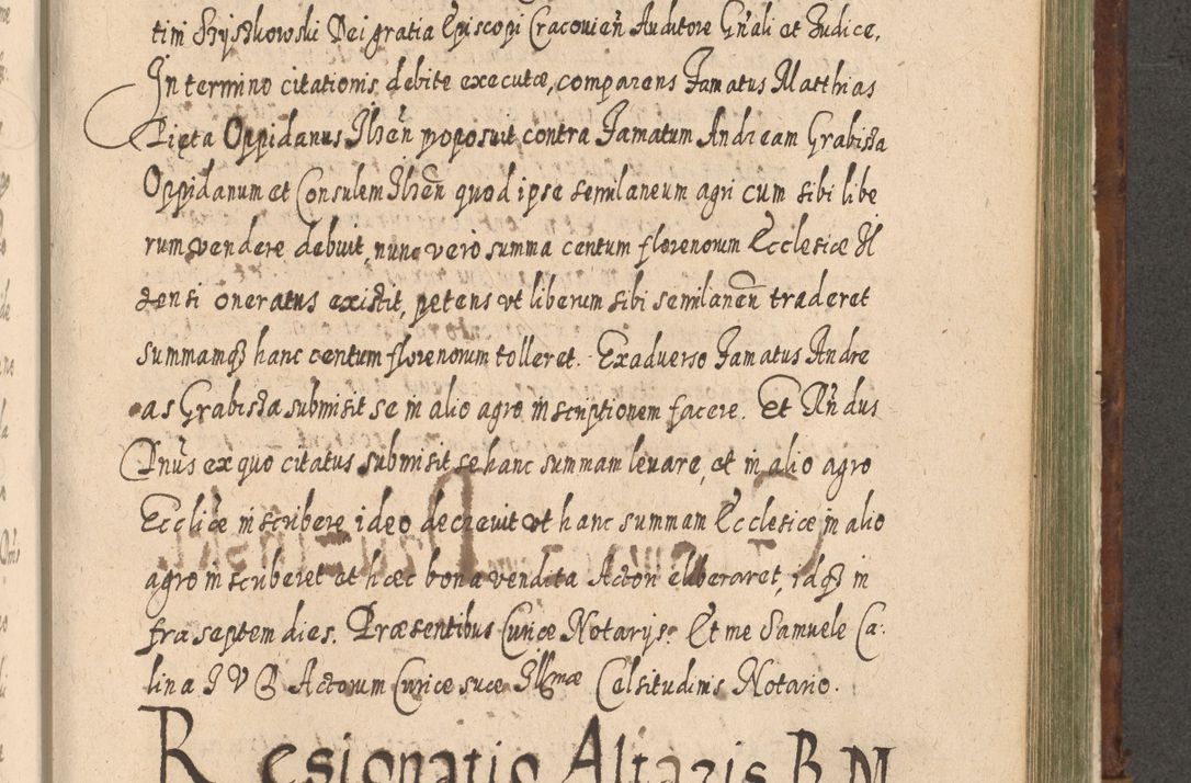 Zdjęcie nr 1096 dla obiektu archiwalnego: Acta actorum, causarum spiritualium, civilium, criminalium, obligationum, quietationum, inscpritionum, cessionum, decimarum, testamentorum R. D. Martini Szyszkowski, episcopi Cracoviensis, ducis Severiensis in annis 1620 - 1623. Tomus secundus.