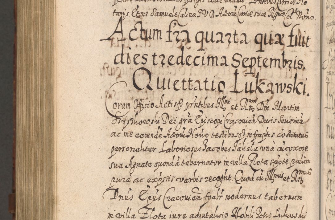 Zdjęcie nr 1501 dla obiektu archiwalnego: Acta actorum, causarum spiritualium, civilium, criminalium, obligationum, quietationum, inscpritionum, cessionum, decimarum, testamentorum R. D. Martini Szyszkowski, episcopi Cracoviensis, ducis Severiensis in annis 1620 - 1623. Tomus secundus.