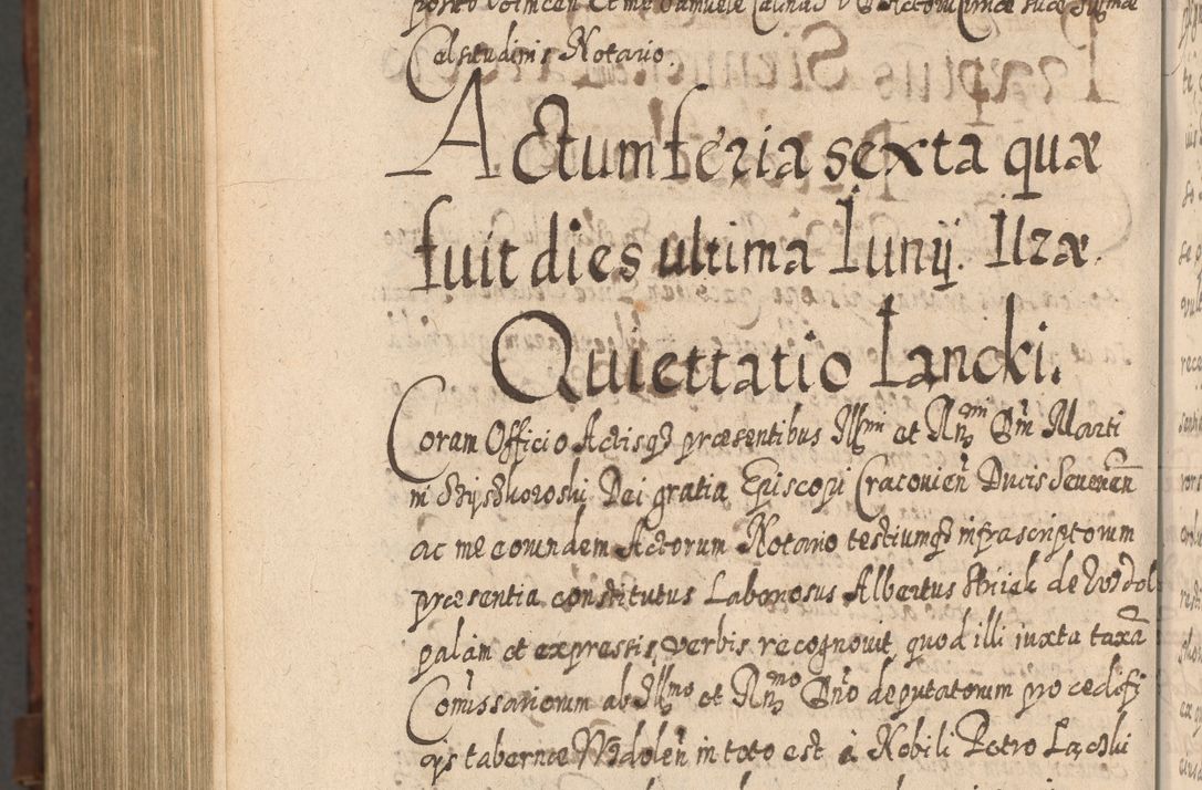 Zdjęcie nr 1467 dla obiektu archiwalnego: Acta actorum, causarum spiritualium, civilium, criminalium, obligationum, quietationum, inscpritionum, cessionum, decimarum, testamentorum R. D. Martini Szyszkowski, episcopi Cracoviensis, ducis Severiensis in annis 1620 - 1623. Tomus secundus.