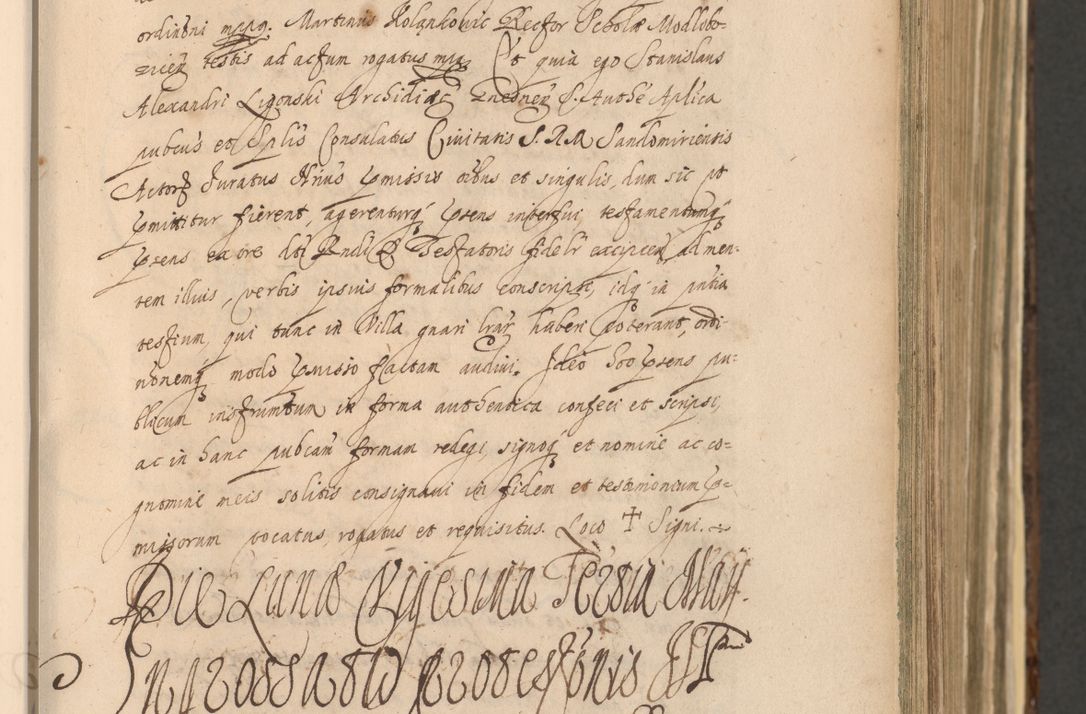Zdjęcie nr 201 dla obiektu archiwalnego: Acta actorum, institutionum, resignationum, provisionum, decretorum, sententiarum, inscriptionum, testamentorum, confirmationum, ingrossationum, obligationum, quietationum, constitutionum R. D. Andreae Szołdrski, episcopi Kijoviensis, Gnesnensis et Posnaniensis praepositi, cantoris Cracoviensis, Vladislaviensis canonici, R. S. M. secretarii, episcopatus Cracoviensis in spiritualibus er temporalibus deputati anno 1633, 1634 et 1635