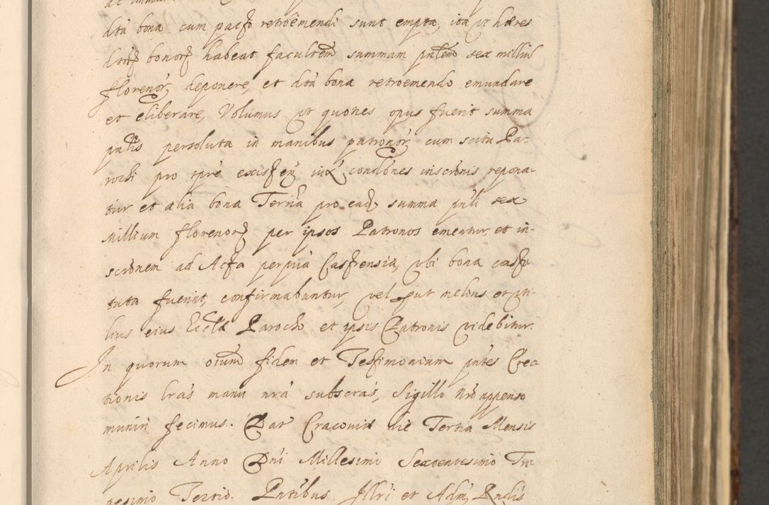 Zdjęcie nr 165 dla obiektu archiwalnego: Acta actorum, institutionum, resignationum, provisionum, decretorum, sententiarum, inscriptionum, testamentorum, confirmationum, ingrossationum, obligationum, quietationum, constitutionum R. D. Andreae Szołdrski, episcopi Kijoviensis, Gnesnensis et Posnaniensis praepositi, cantoris Cracoviensis, Vladislaviensis canonici, R. S. M. secretarii, episcopatus Cracoviensis in spiritualibus er temporalibus deputati anno 1633, 1634 et 1635