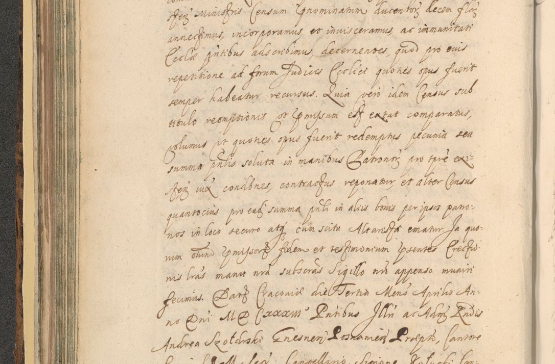 Zdjęcie nr 160 dla obiektu archiwalnego: Acta actorum, institutionum, resignationum, provisionum, decretorum, sententiarum, inscriptionum, testamentorum, confirmationum, ingrossationum, obligationum, quietationum, constitutionum R. D. Andreae Szołdrski, episcopi Kijoviensis, Gnesnensis et Posnaniensis praepositi, cantoris Cracoviensis, Vladislaviensis canonici, R. S. M. secretarii, episcopatus Cracoviensis in spiritualibus er temporalibus deputati anno 1633, 1634 et 1635