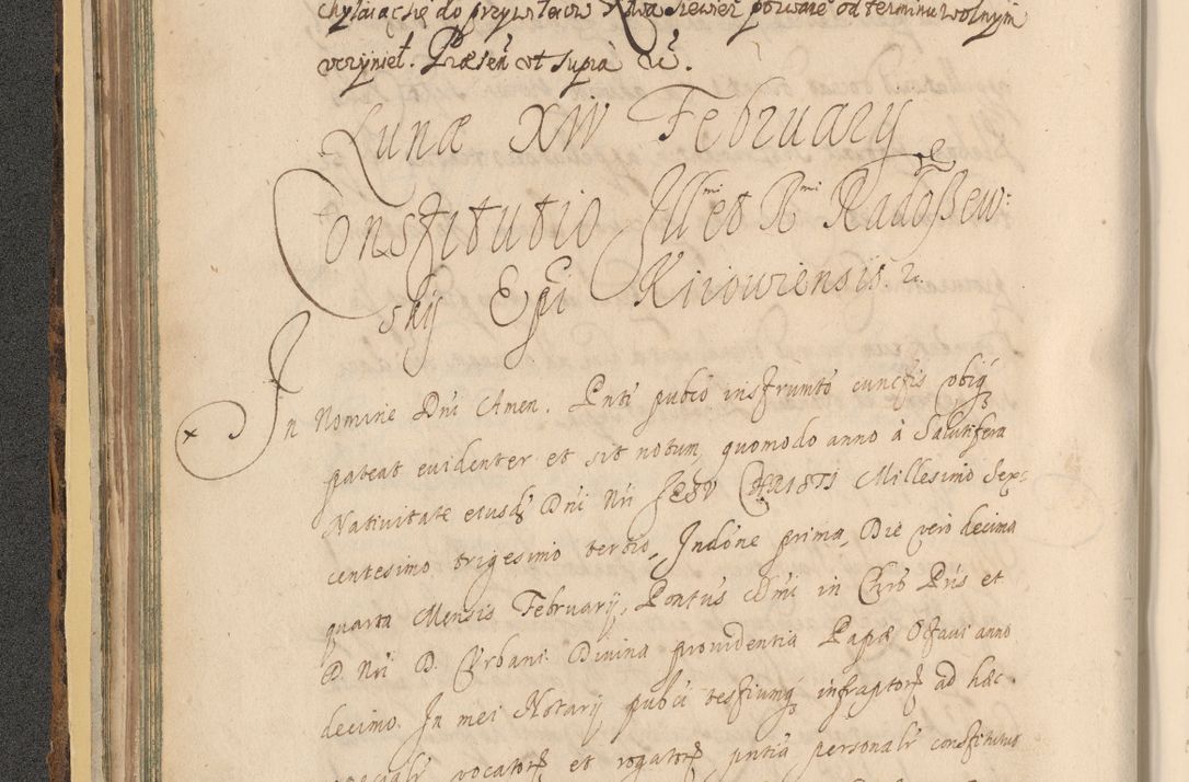 Zdjęcie nr 112 dla obiektu archiwalnego: Acta actorum, institutionum, resignationum, provisionum, decretorum, sententiarum, inscriptionum, testamentorum, confirmationum, ingrossationum, obligationum, quietationum, constitutionum R. D. Andreae Szołdrski, episcopi Kijoviensis, Gnesnensis et Posnaniensis praepositi, cantoris Cracoviensis, Vladislaviensis canonici, R. S. M. secretarii, episcopatus Cracoviensis in spiritualibus er temporalibus deputati anno 1633, 1634 et 1635