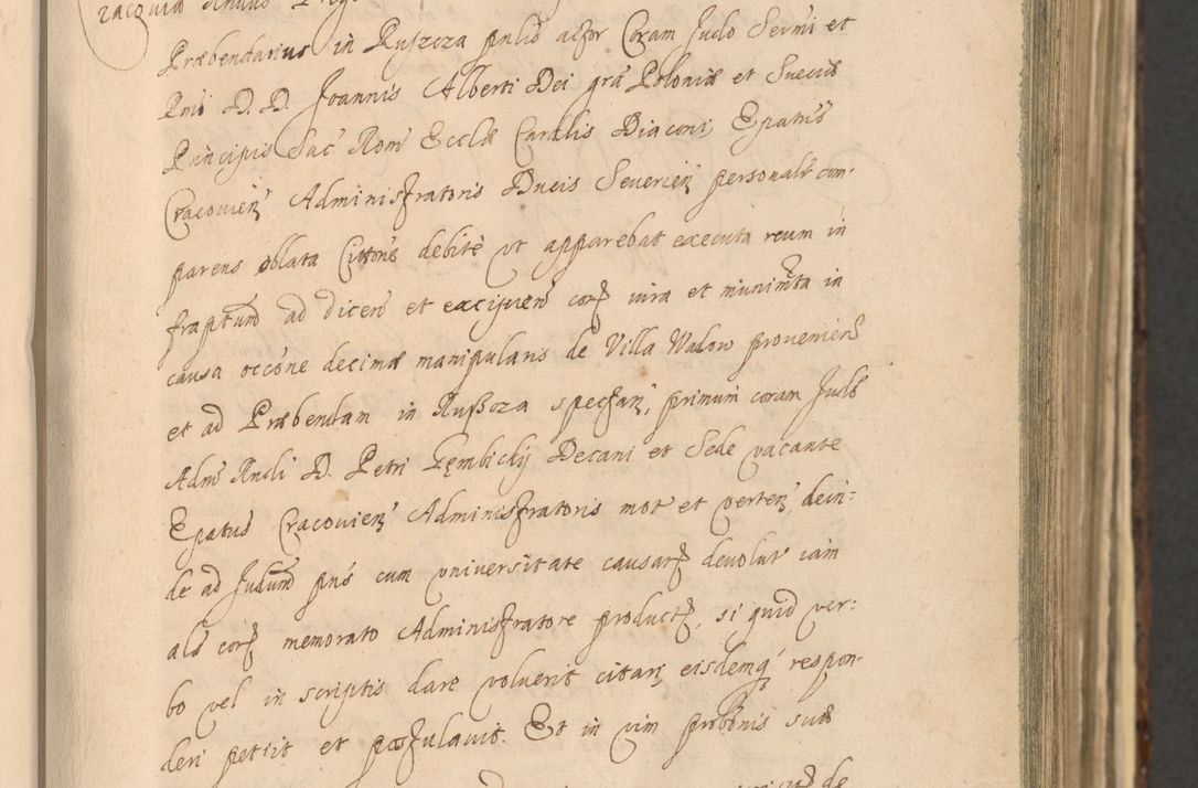 Zdjęcie nr 107 dla obiektu archiwalnego: Acta actorum, institutionum, resignationum, provisionum, decretorum, sententiarum, inscriptionum, testamentorum, confirmationum, ingrossationum, obligationum, quietationum, constitutionum R. D. Andreae Szołdrski, episcopi Kijoviensis, Gnesnensis et Posnaniensis praepositi, cantoris Cracoviensis, Vladislaviensis canonici, R. S. M. secretarii, episcopatus Cracoviensis in spiritualibus er temporalibus deputati anno 1633, 1634 et 1635