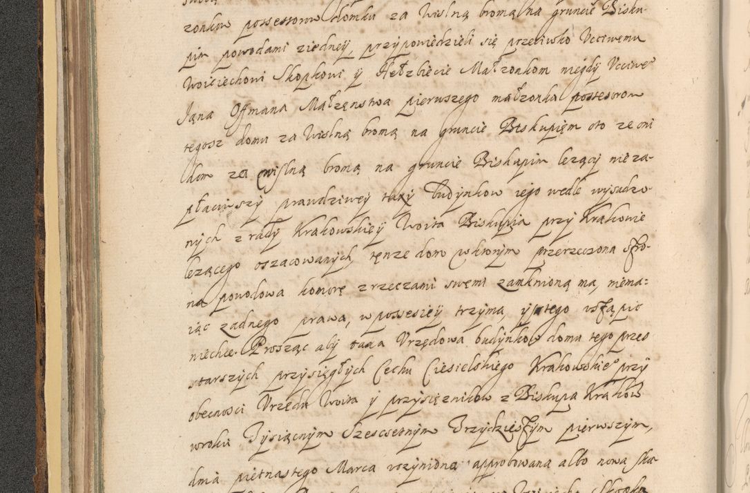 Zdjęcie nr 100 dla obiektu archiwalnego: Acta actorum, institutionum, resignationum, provisionum, decretorum, sententiarum, inscriptionum, testamentorum, confirmationum, ingrossationum, obligationum, quietationum, constitutionum R. D. Andreae Szołdrski, episcopi Kijoviensis, Gnesnensis et Posnaniensis praepositi, cantoris Cracoviensis, Vladislaviensis canonici, R. S. M. secretarii, episcopatus Cracoviensis in spiritualibus er temporalibus deputati anno 1633, 1634 et 1635