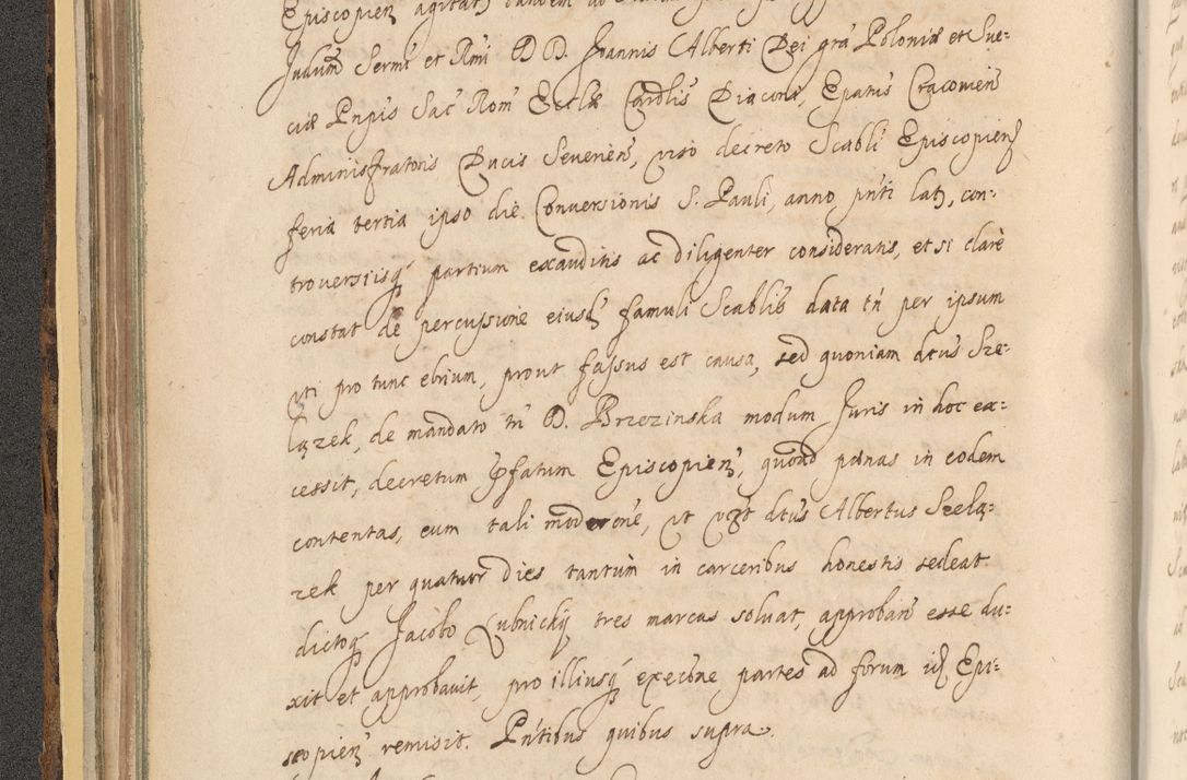 Zdjęcie nr 98 dla obiektu archiwalnego: Acta actorum, institutionum, resignationum, provisionum, decretorum, sententiarum, inscriptionum, testamentorum, confirmationum, ingrossationum, obligationum, quietationum, constitutionum R. D. Andreae Szołdrski, episcopi Kijoviensis, Gnesnensis et Posnaniensis praepositi, cantoris Cracoviensis, Vladislaviensis canonici, R. S. M. secretarii, episcopatus Cracoviensis in spiritualibus er temporalibus deputati anno 1633, 1634 et 1635